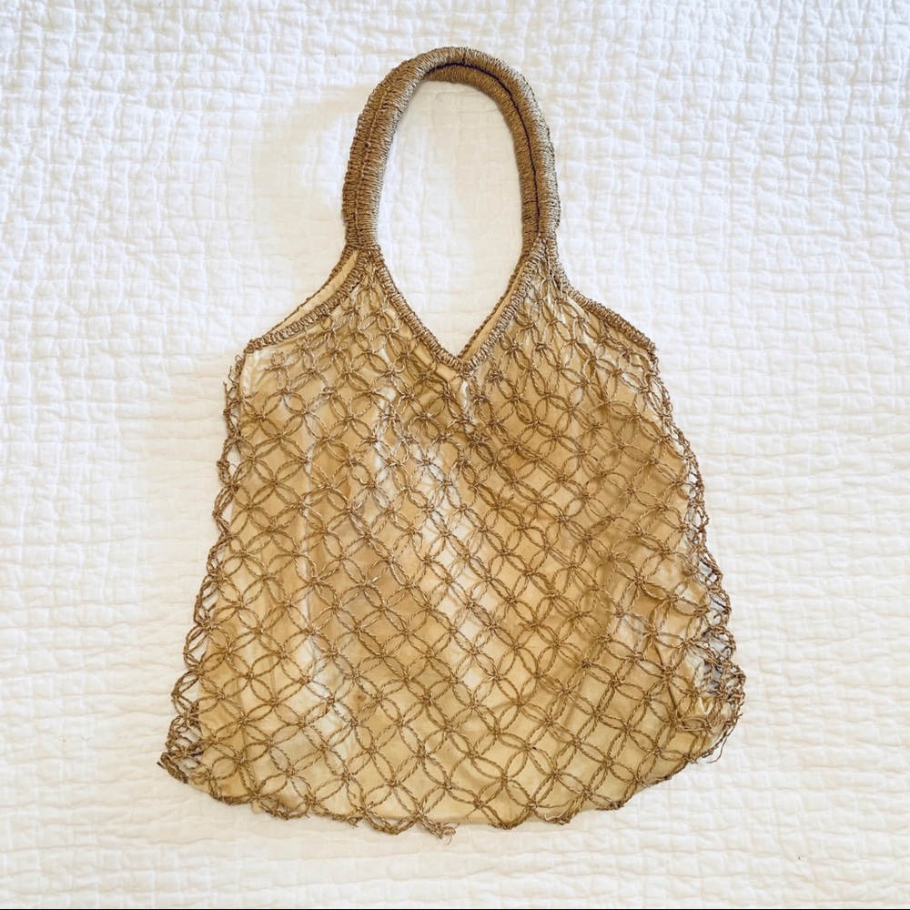 Woven Cream Shoulder Bag